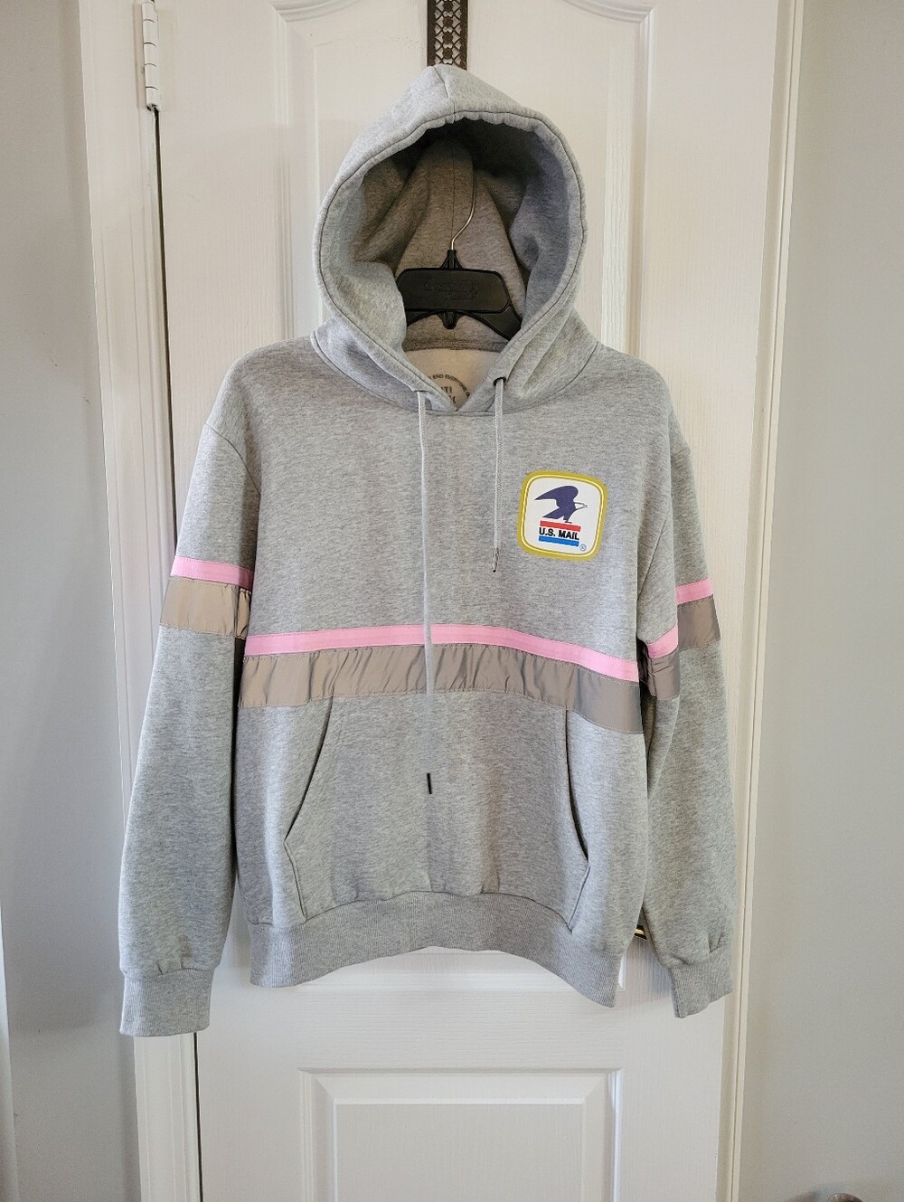 Anti Social Social Club X USPS Reflective Work Hoodie Grey Pink Medium Unisex